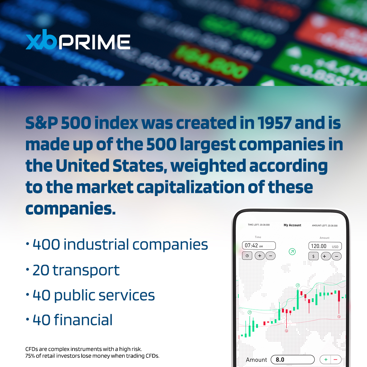 xb_prime's tweet photo. The S&amp;P 500 consists of the 509 largest companies in the United States, making it a very important index of the American market.

#trading #cfds #xbprime #primeconditions #nocommission #lowspreads #fastexecutions #highleverage #zerocommission #inex #USindex #indextrading https://t.co/qvJLWnKVOv