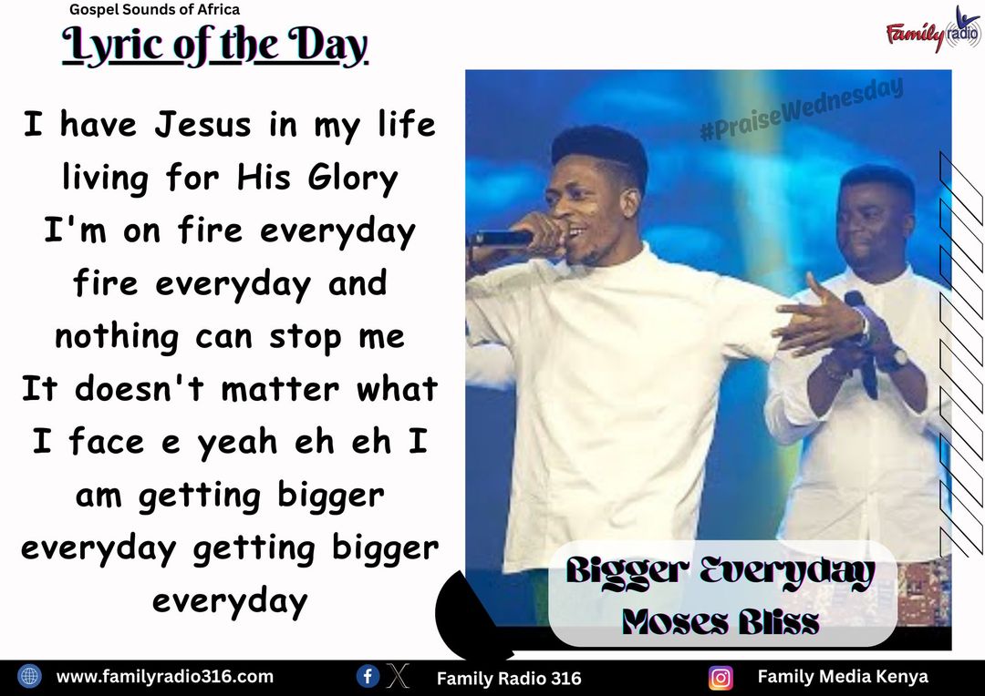 FamilyRadioKe's tweet photo. We're getting bigger everyday, no limitations, we're taking over. Welcome to Gospel Sounds of Africa #PraiseWednesday
Featuring Meses Bliss #BiggerEveryday https://t.co/qeNNFCXDjJ