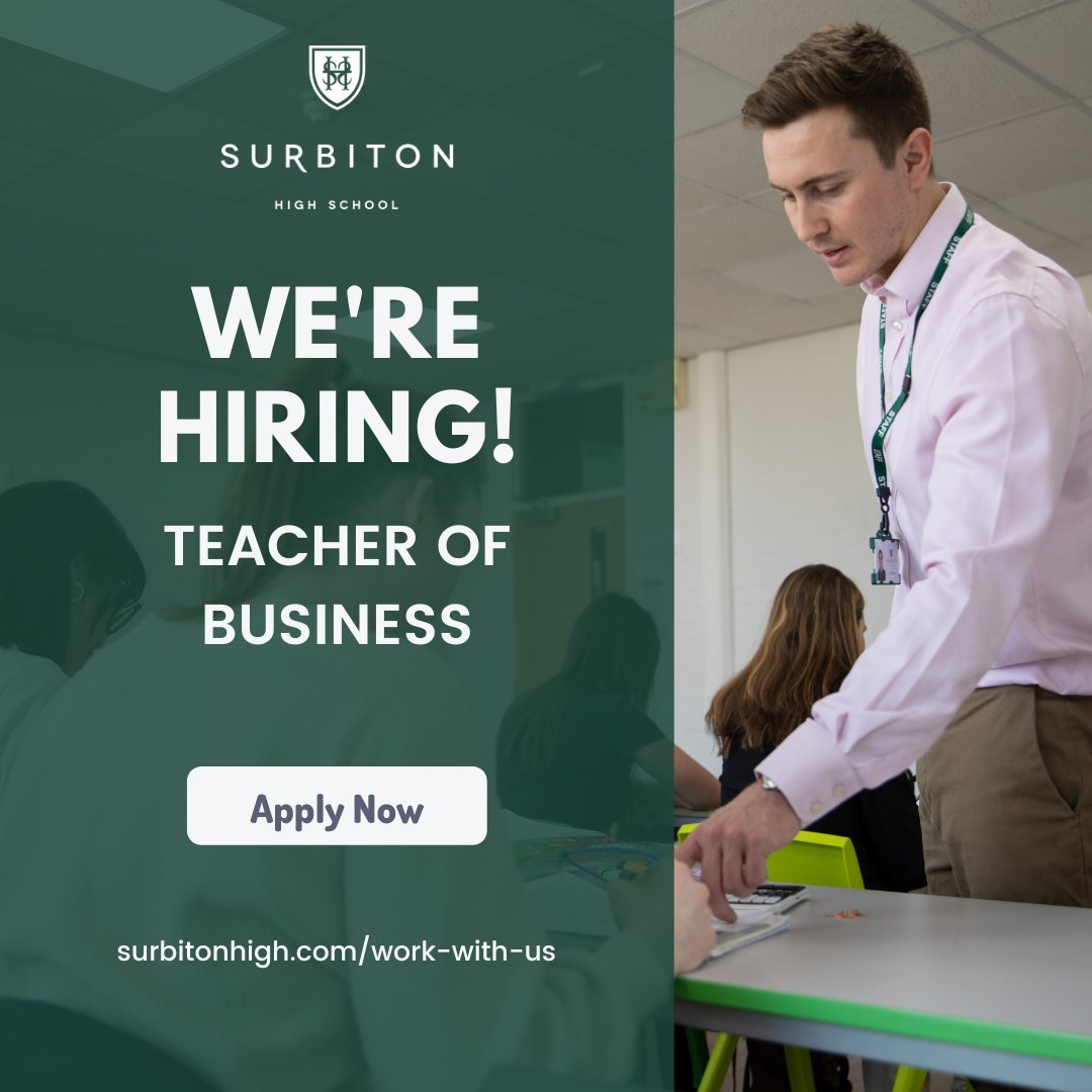 Passionate about nurturing budding entrepreneurs? Surbiton High School is seeking a dedicated Teacher of Business to inspire pupils in the world of commerce. Learn more about the role, and apply ⬇️
bit.ly/41Ueo1d
#JoinTheTeam #Recruitment #Hiring