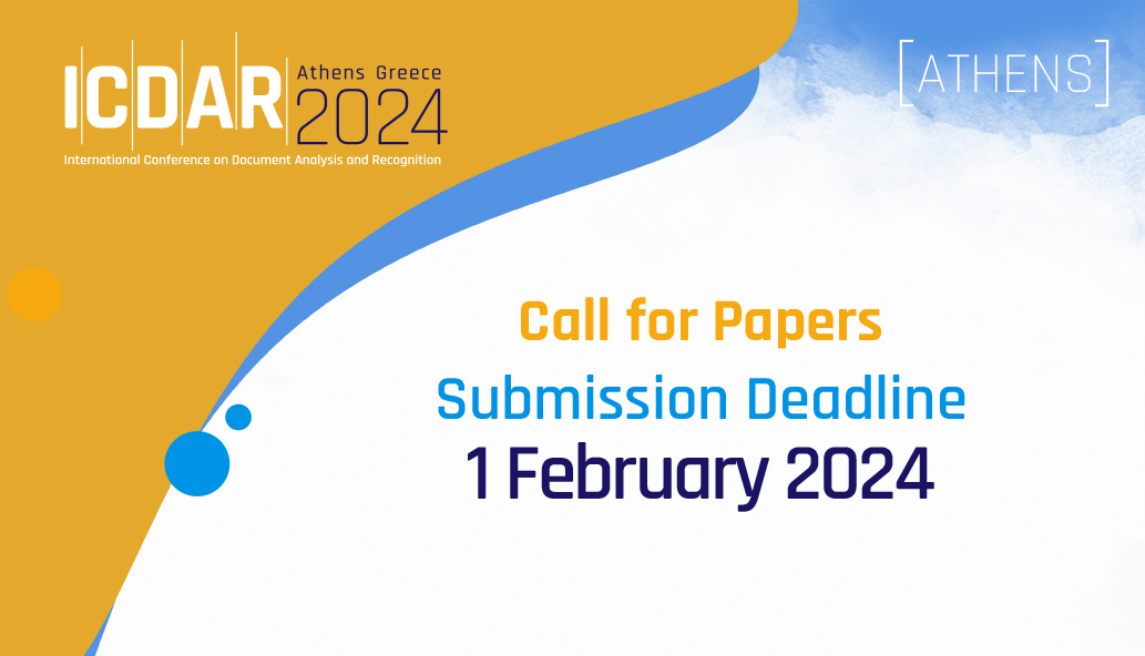 iit_demokritos's tweet image. 📢 CALL FOR PAPERS #ICDAR2024 taking place in Athens, Greece!
If you work in the field of Document Analysis, recognition, and related fields submit your papers  by Thursday 1 February 2024.
Paper submissions via EasyChair here:
👉icdar2024.net/call-for-paper…
#CfP #documentanalysis