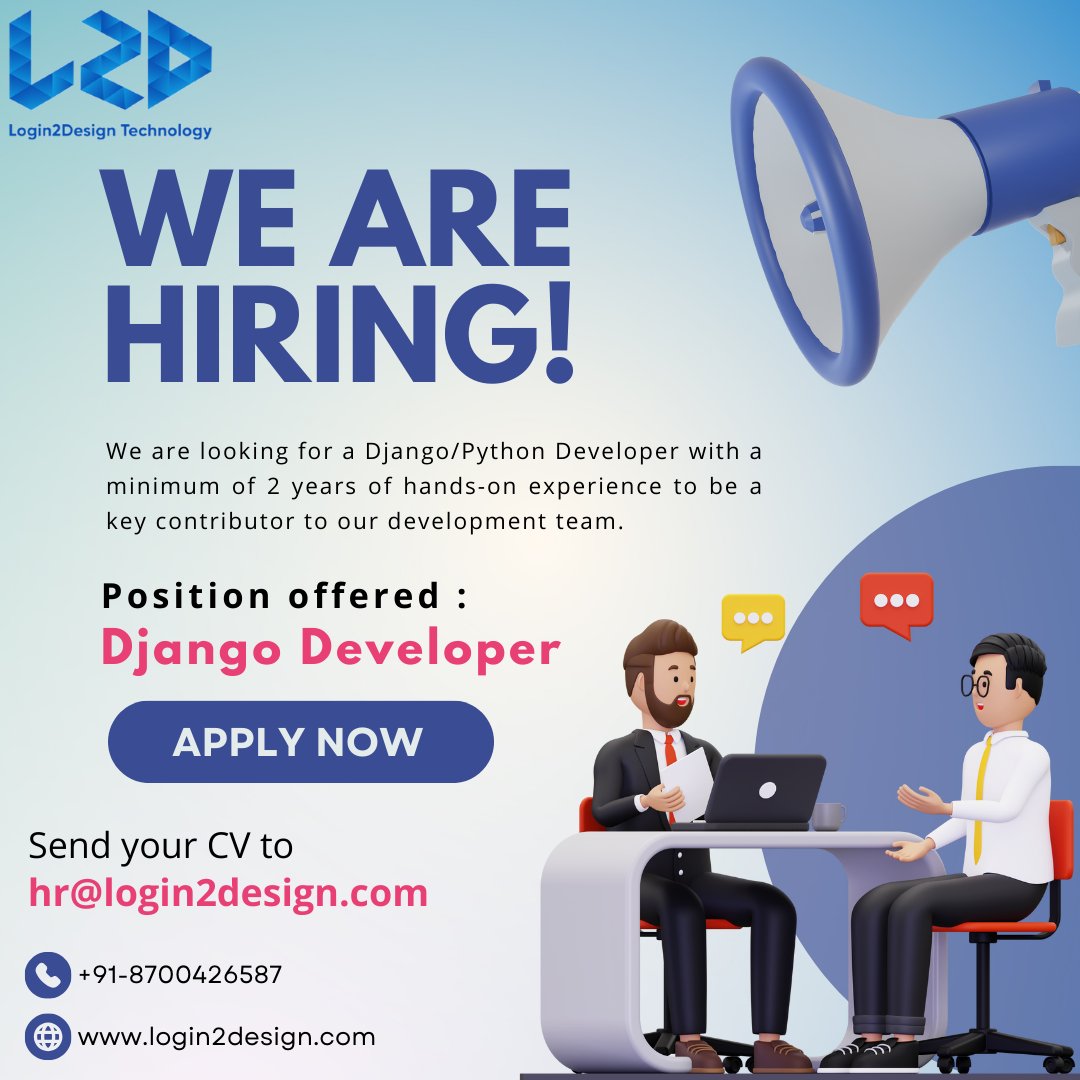 login2design's tweet image. Join Our Team: Django/Python Developer Wanted!
If you've got 2+ years of hands-on experience and a knack for turning code into magic, we want YOU! Be a key player in our dynamic development team and help us create awesome web experiences
#djangodeveloper #pythondeveloperjobs