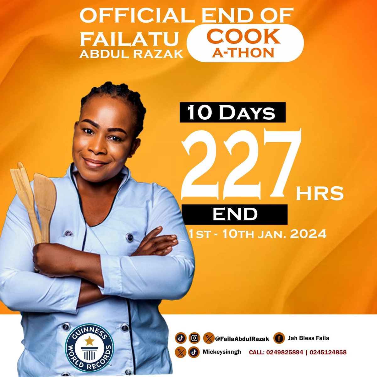 FailaAbdulRazak's tweet image. Allow me to borrow a part of Osagyefo Dr. Kwame Nkrumah's words: "At long last, the battle has ended." I couldn't help but be overwhelmed with excitement and joy. You've been by my side on this journey from the very first minute to 227 hours.

#cookathonbyfaila
#FailaCookathon