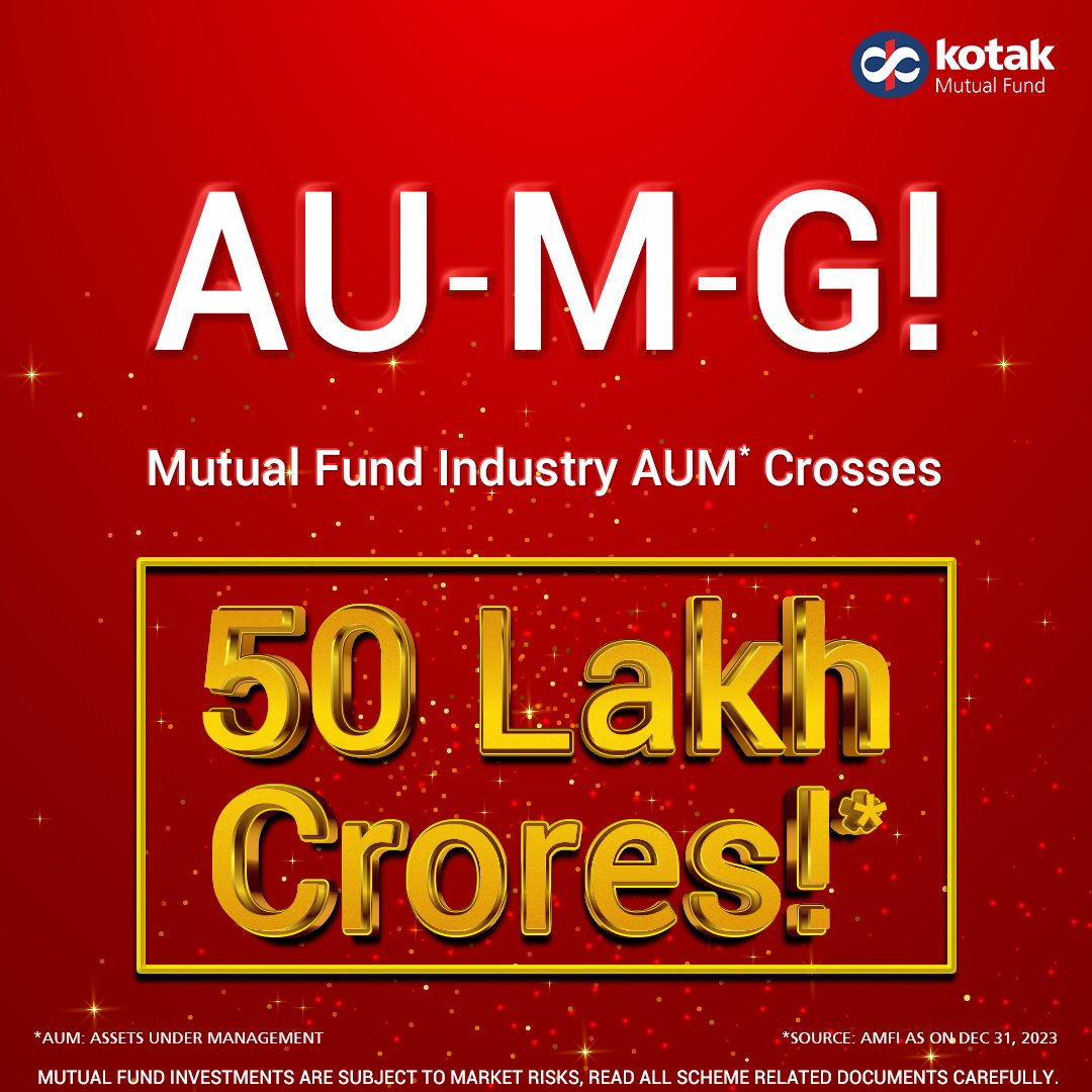 Thank you investors for helping the industry cross this #OMG milestone! 

#kotakmutualfund #aum #mutualfundaum
