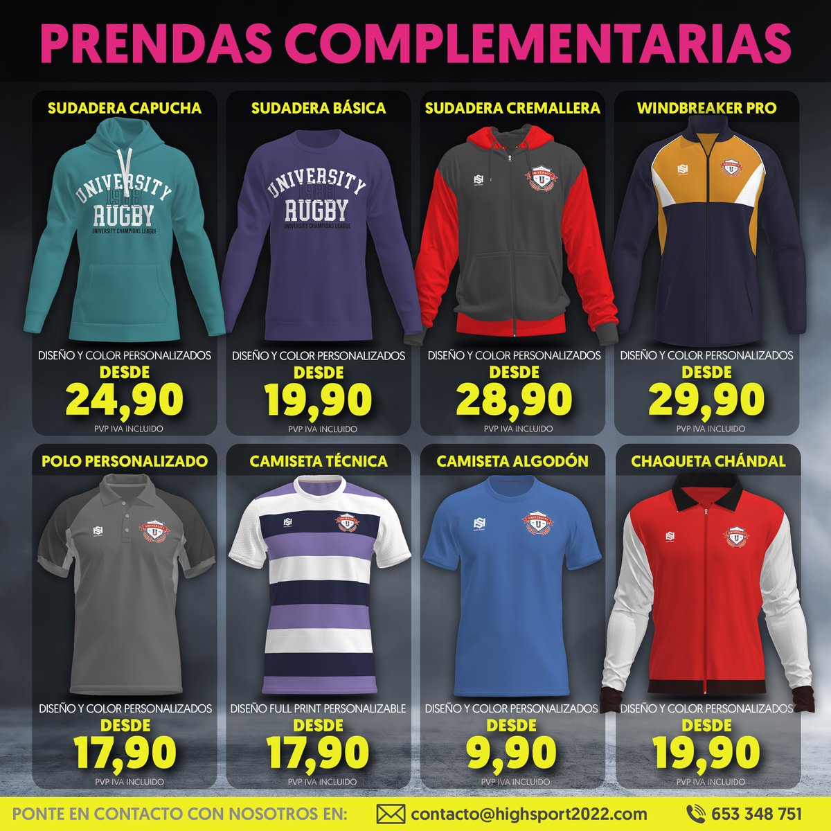 Prendas y Complementos para vestir tu Equipo y Club con diseños y colores a gusto, todo incluido en su personalizacion, no dudes en consultarnos via ☎️whatsapp💻 mail o mensaje privado.
Gramajes/Tejidos a elegir y todo tipo de prendas. Nuevos Patrones todas las calidades