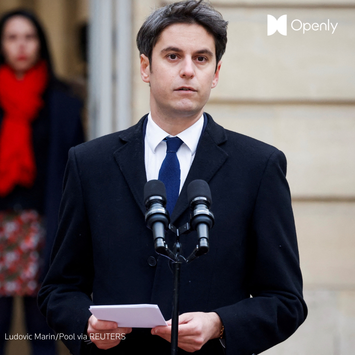 Openly's tweet photo. 🇫🇷 Emmanuel Macron appointed 34-year-old Education Minister Gabriel Attal as his new prime minister on Tuesday.

🧵 Here are five things you should know about Attal. https://t.co/v74xqE1nF7