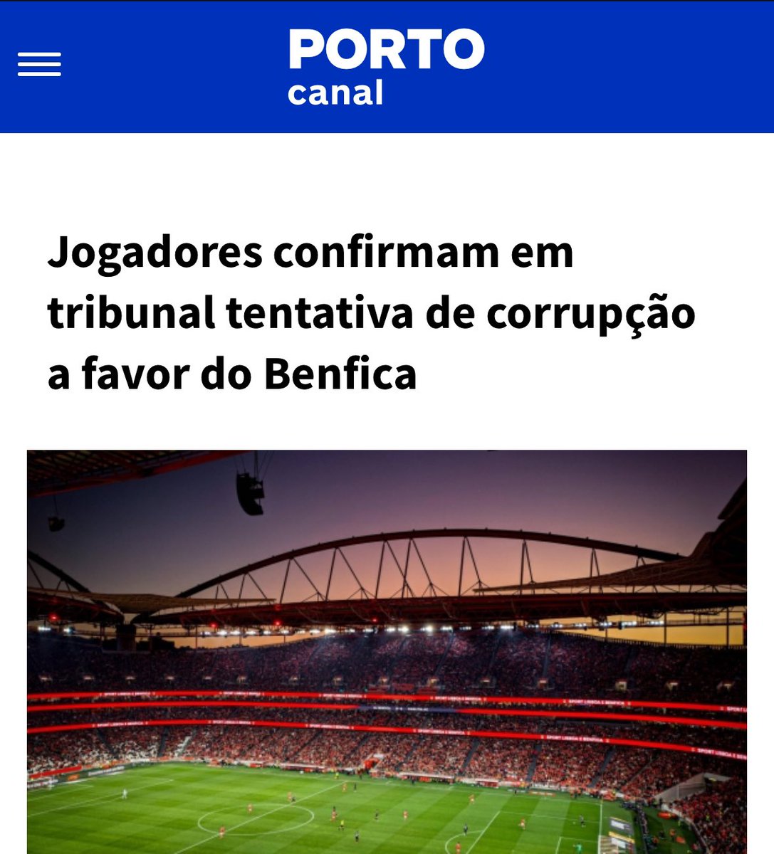 FranciscoMarkes's tweet photo. Jogadores sob juramento voltam a confirmar a corrupção relacionada com o Benfica. Tem a palavra a justiça desportiva, em causa está a credibilidade de todo o futebol português. 
Só para se perceber como se continua a tentar esconder o que está a acontecer, só estavam presentes o Porto Canal e o Público, todos os outros órgãos fingem que não está a a acontecer.

https://t.co/FMnSKAVHio