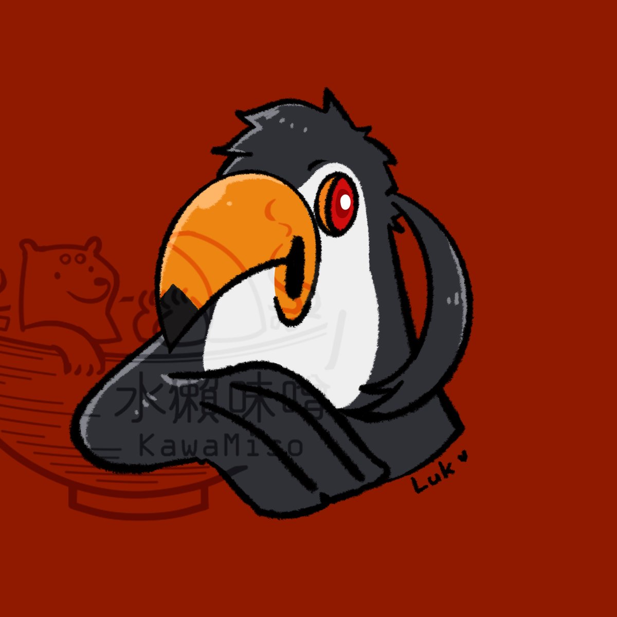 想到之前米豆幫我畫的獸人
我請她畫大嘴鳥www
我就超喜歡大嘴鳥齁

繪師： <a href="/AM2_Official/">AM2 💛💜🖤</a>