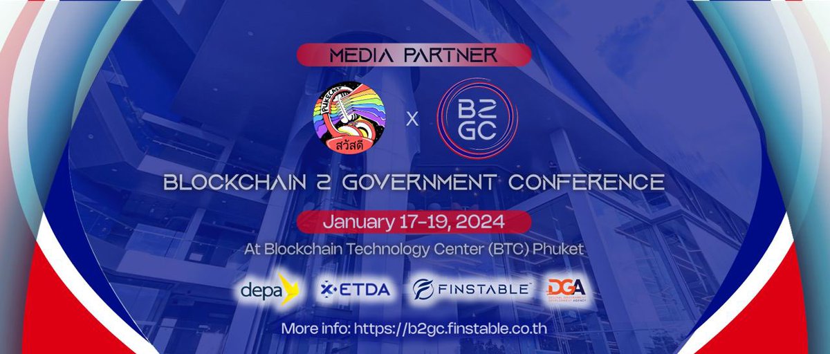 PukecastTH's tweet image. 🎉🔥 Boom! @PukecastTH are joining forces for #B2GC As your media partner, we're turning up the heat on blockchain buzz in Phuket!

🤝 United with @FinstableCo @etda_thailand @depathailand @DGAThailand

📆 Jan 17-19 2024
📍 Blockchain Tech Center, Puket