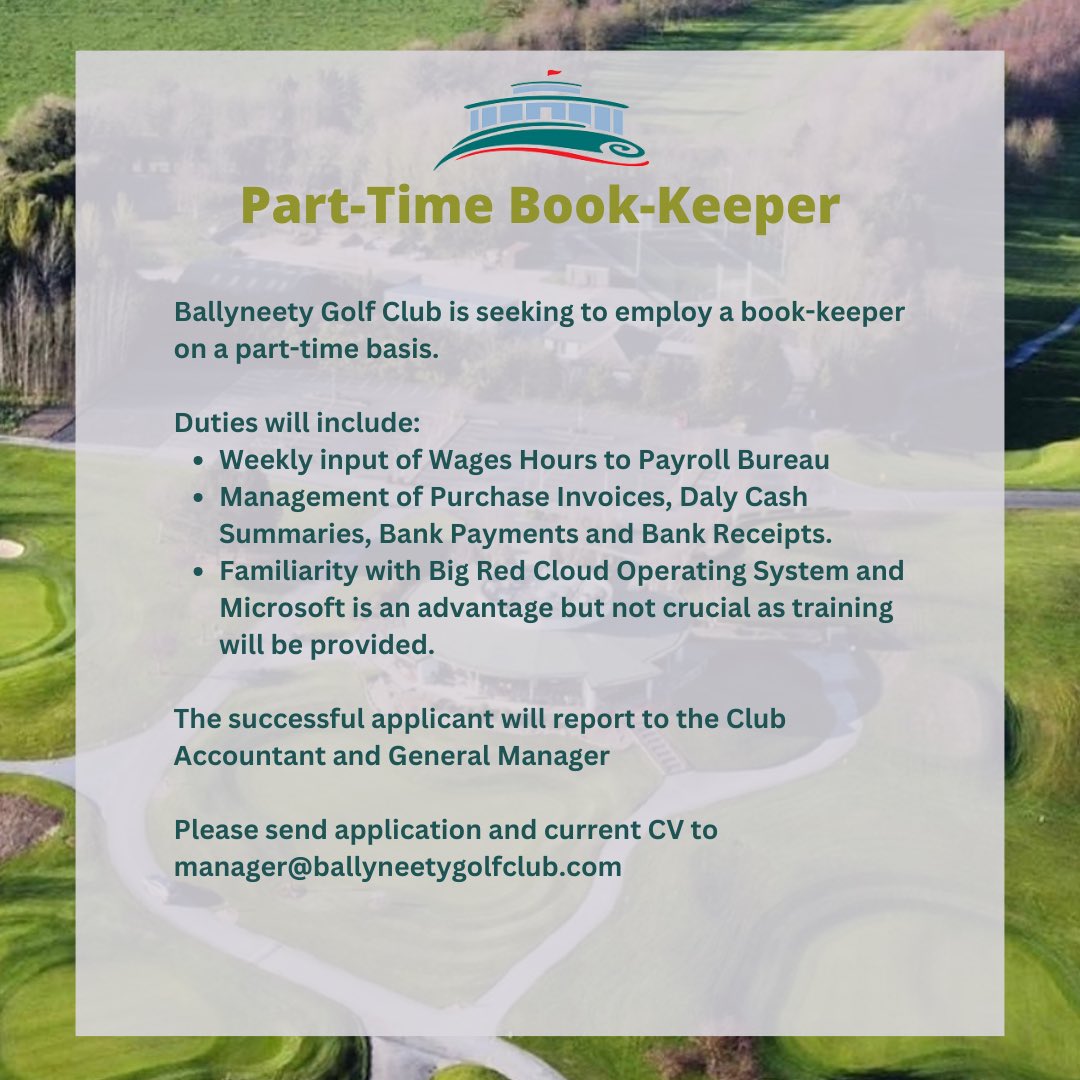 We are hiring!🏌🏼‍♀️
If you would be interested in joining the Ballyneety Golf Club team then please send your CV to manager@ballyneetygolfclub.com 

#BallyneetyGolfClub #Ballyneety