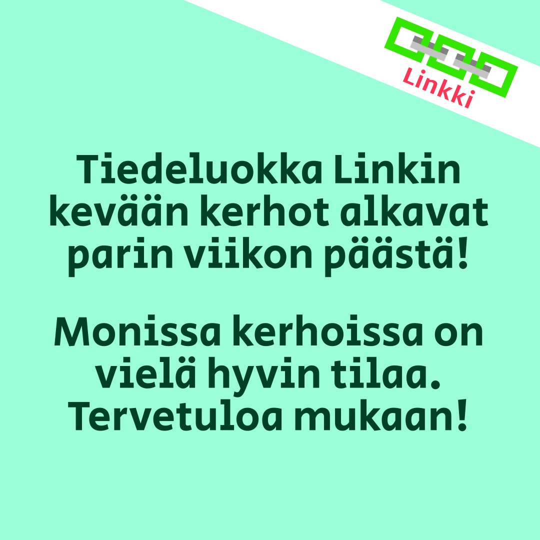 Kiinnostaisiko lastasi oppia tekemään videopelejä tai omia ohjelmia? Tiedeluokka Linkin kevään ohjelmointikerhoissa on vielä hyvin tilaa! Tervetuloa mukaan! Kerhojen tarkemmat tiedot ja ilmoittautuminen kotisivuillamme: linkki.cs.helsinki.fi/fi/news/ #ohjelmointi #tiedekasvatus