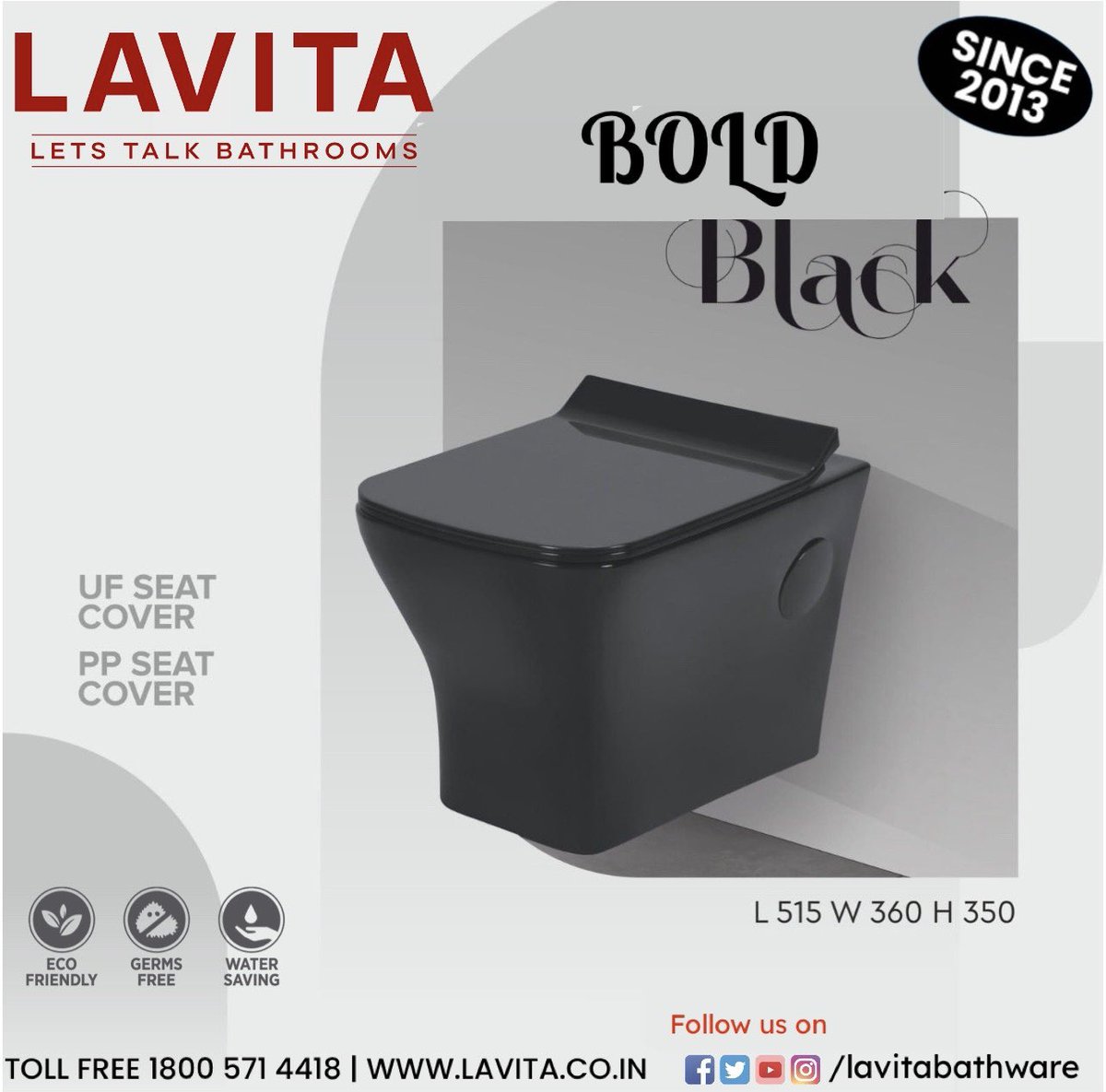 #lavitabathware #lavita #BoldBlack #classy #premiumsanitaryware #11yearsguarantee #wallhungtoilet #artcollection #bathroomdesign