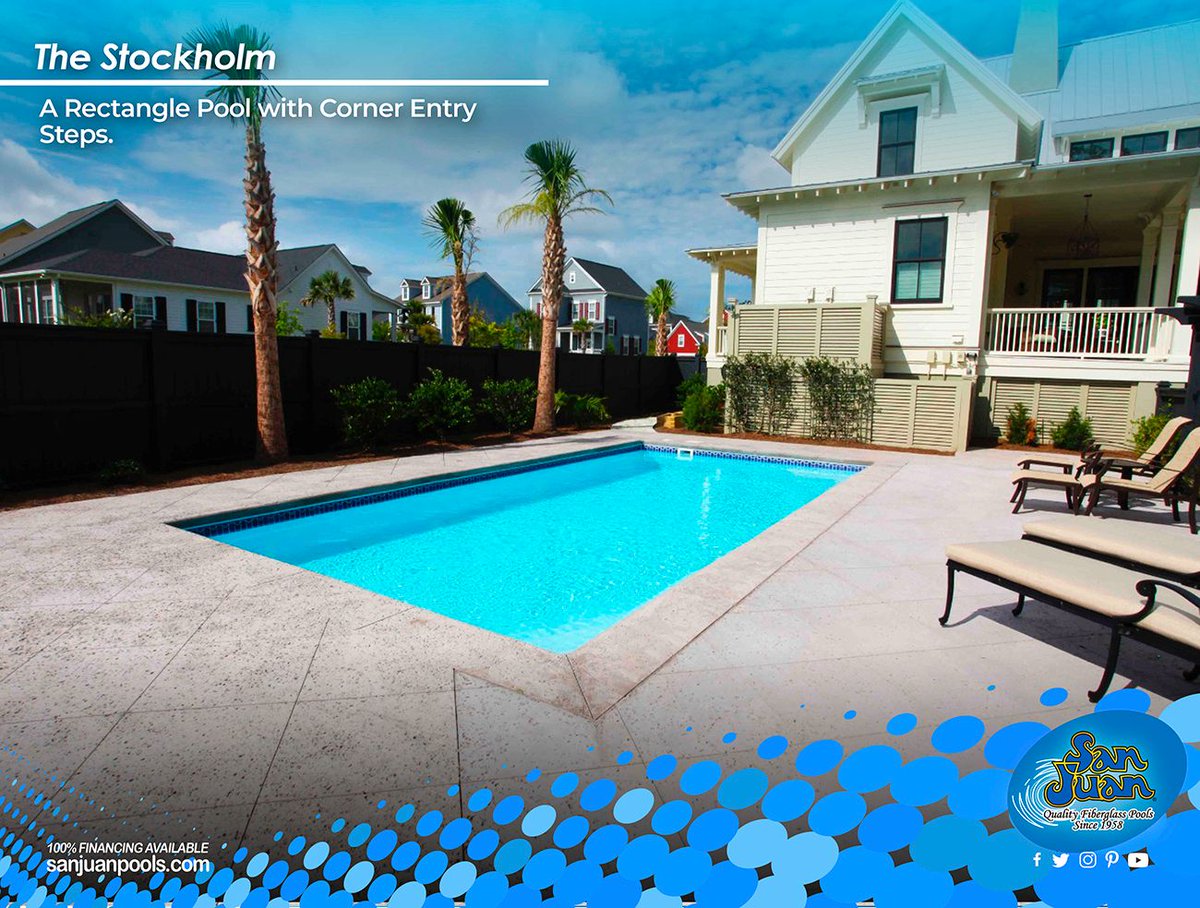 🌊 Dive into fun with our Stockholm pool! Perfect for families &amp; parties 🎉. Modern design, LED lights &amp; game-ready! 🏀🏐 Contact us for a free estimate. Your summer paradise awaits with San Juan Pools! 🌟 sanjuanpools.com/fiberglass-poo… 📞 #SwimmingPool #SummerFun #SanJuanPools