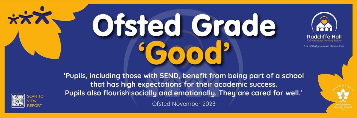 We are delighted to share with you our recent Ofsted inspection outcome. 

radcliffehallschool.co.uk/documents/pare…

The full report is available now on our school website under 'Key information'. 🌈