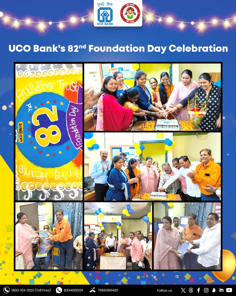 UCO Bank celebrated its 82nd Foundation Day with great enthusiasm across various zones. Take a look at some of the #Celebrations captured from different locations. #FoundationDay #UCOFoundationDay #81YearsOfTrust #Banking