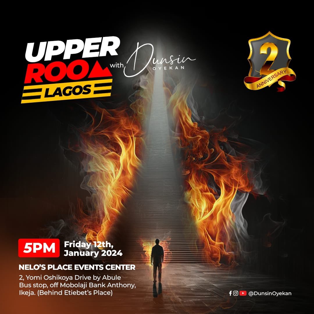 DunsinOyekan's tweet photo. UPPER ROOM LAGOS! THIS FRIDAY!!! 

Share with everyone! A great time with the Father... See you there. https://t.co/U9l7TsX8wF