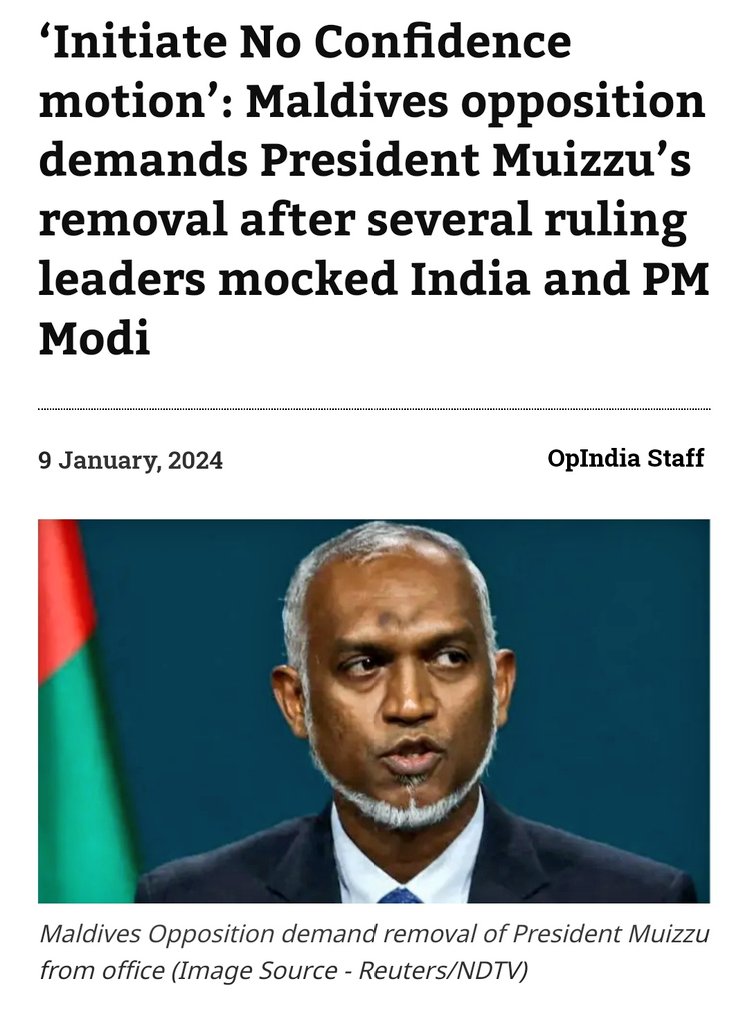 In #Maldives a big overthrow of anti India politics
‘Initiate No Confidence motion’: Maldives opposition demands President Muizzu’s removal after several ruling leaders mocked India and PM Modi.
Now you'll out not India out #MaldivesPolitics #MohamedMuizzu opindia.com/2024/01/india-…
