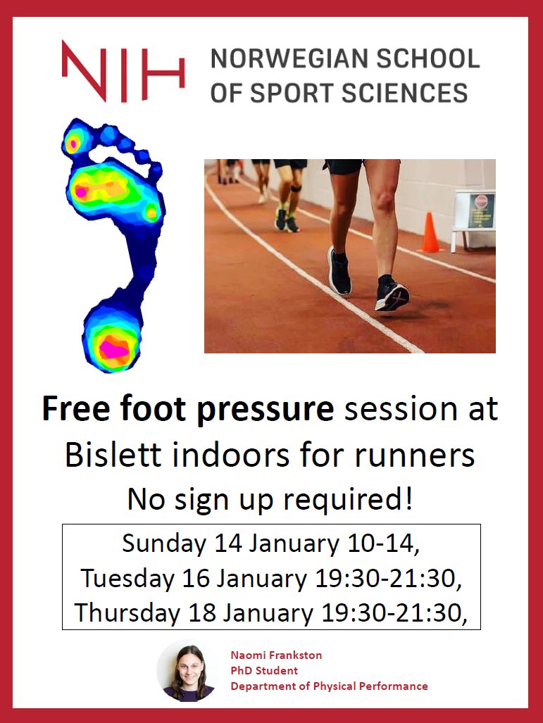 Free foot pressure session for runners at Bislett with <a href="/running_biomech/">Naomi Frankston</a>! Learn more about your foot strike pattern. See below for more info.🥳