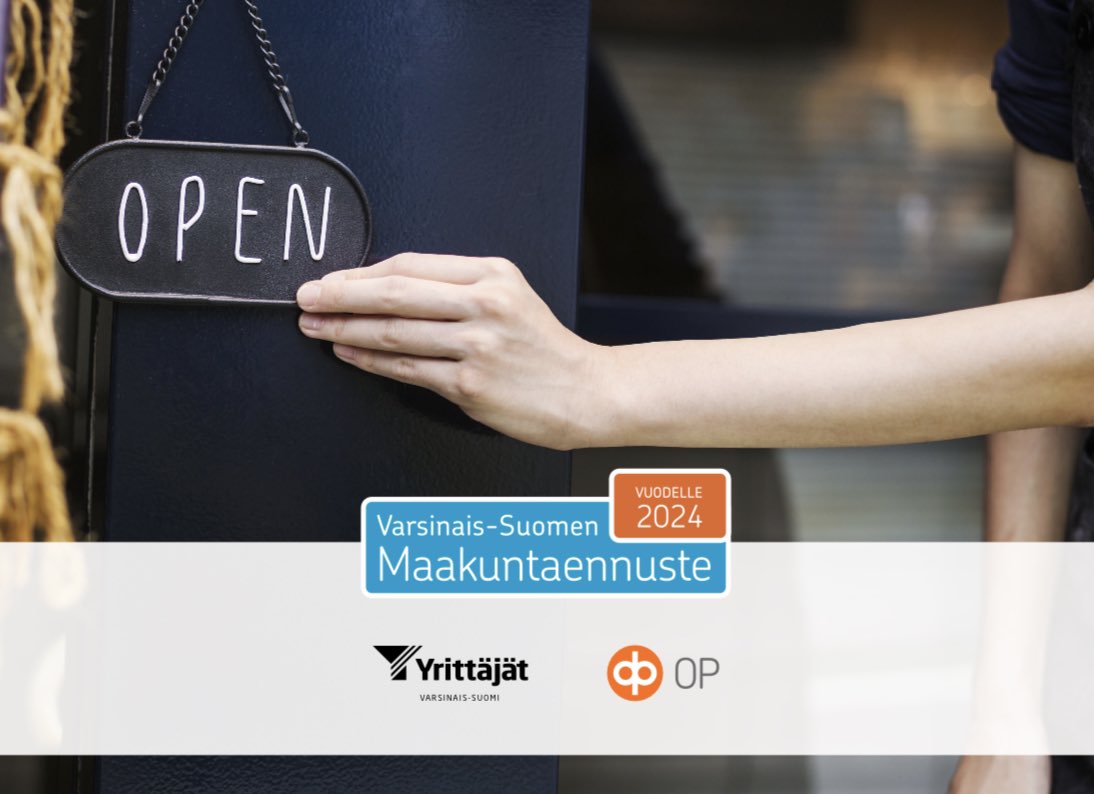 Varsinais-Suomen #Maakuntaennuste 2024 on nyt julkaistu. Tutustu e-julkaisuun täällä: e-julkaisu.fi/varsinais-suom…
Yhteistyössä <a href="/OP_Ryhma/">OP</a> ja <a href="/EurofactsOy/">Eurofacts</a> - kiitos! 
#yrittäjät #varsinaissuomi