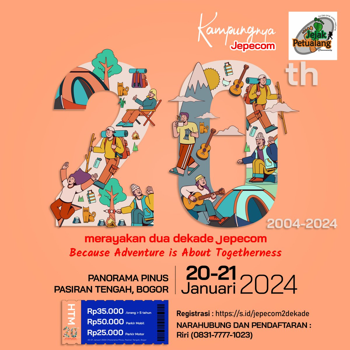 jepecom's tweet photo. Yuk rayakan dua dekade Jepecom!!
Sabtu-minggu, 20-21 Jan 2024
Panorama Pinus, Pasiran Tengah, Bogor

Bisa pesan tshirtnya juga, informasi di tautan registrasi yaa

[[ https://t.co/gDuRQU1hZr  ]]

Narahubung
Riri Goddess 083177771023 https://t.co/wfFKoWfTK8