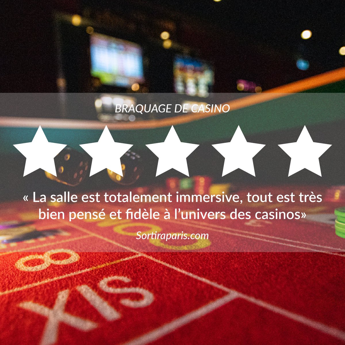 TheGameParis's tweet photo. [ILS ONT TESTÉ] : "La salle est totalement immersive, tout est très bien pensé et fidèle à l’univers des casinos" 😍. Un grand merci aux équipes de  https://t.co/kHIp4EpMMS pour cet avis ✨! À très vite on espère 😉! https://t.co/NrOiq9iFZA