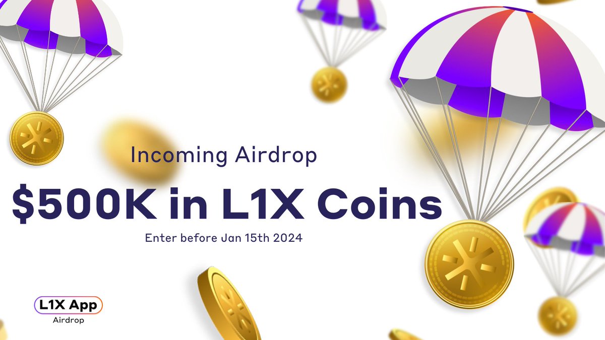 🌟 $500K L1X Coins Airdrop Alert! 🌟

Join now:
✅ Claim your username 
or 
✅ get 500 L1X coins to enter.

Bonus: Comment your #L1X username for an extra entry!

🔔 Deadline: Jan 15, 2024
🏆 Winner announced: Jan 26, 2024

Hurry, don't miss out on this massive giveaway! 🎉
(No
