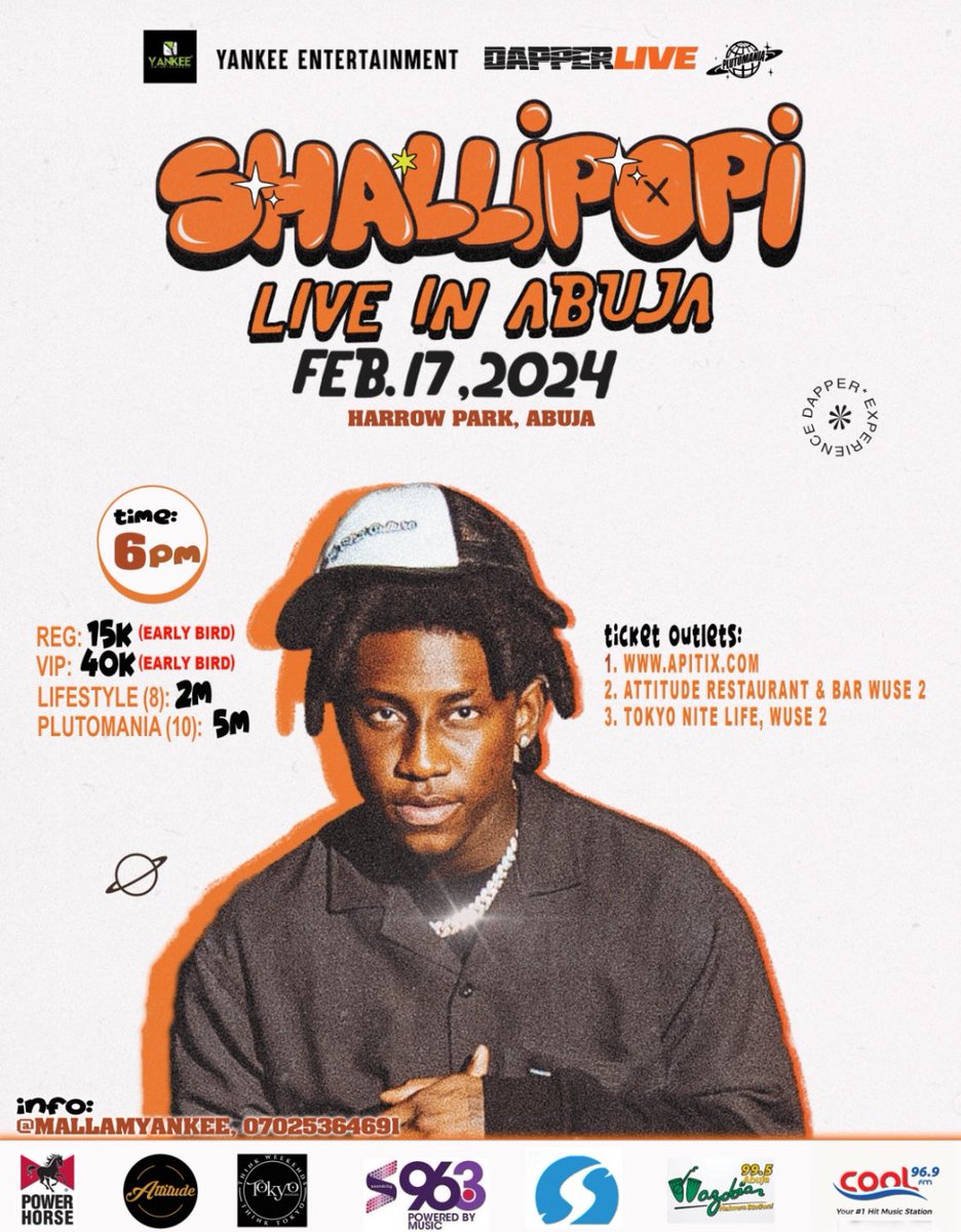 Shallipopi Live in Abuja!!! 🪐 📆 February 17 📍Harrow Park Abuja Tickets 🎫 cutt.ly/ShallipopiLive #ShallipopiLiveAbuja #AbujaTwitterCommunity