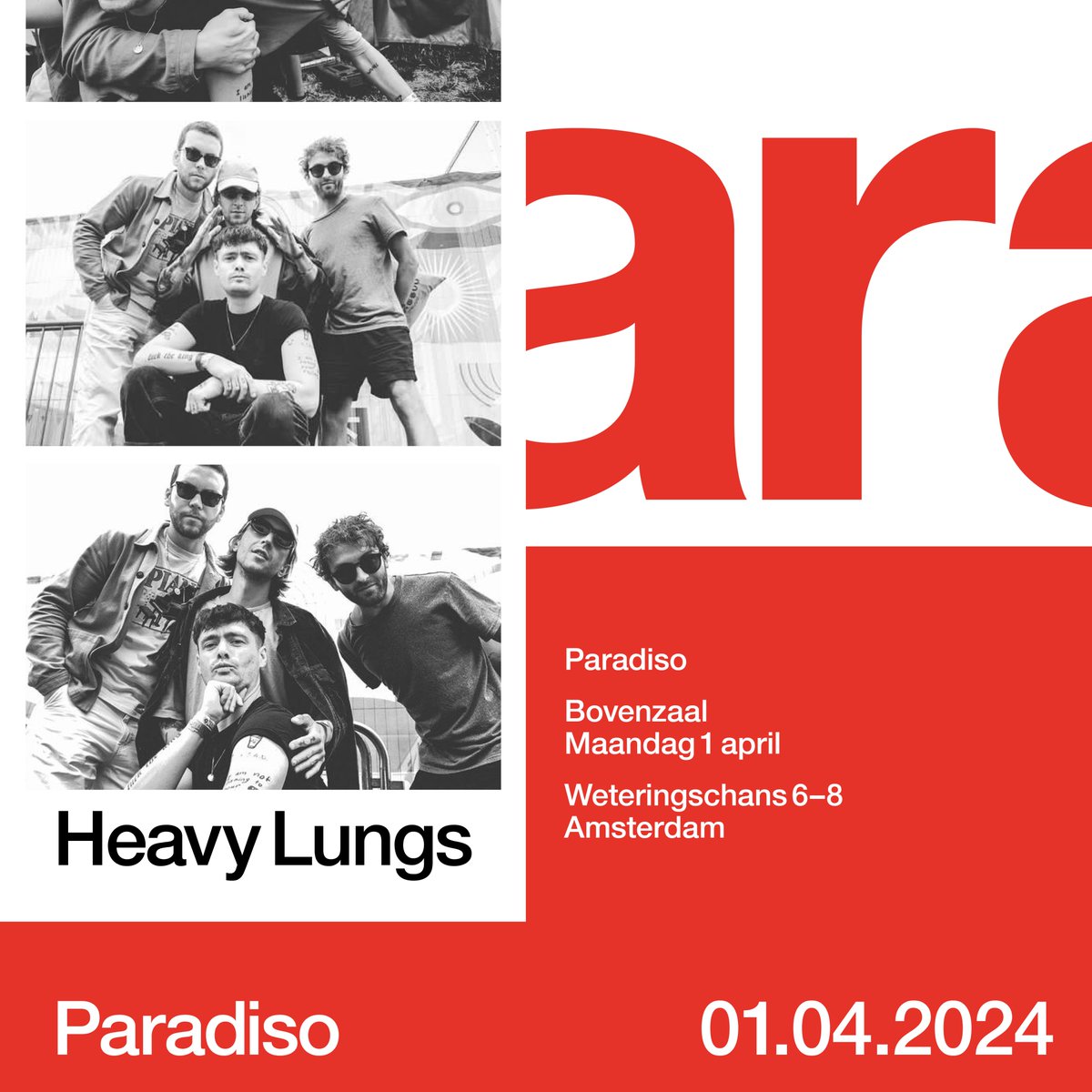 Wake up & smell the roses! Heavy Lungs are back in Amsterdam, rocking the foundations of the legendary @ParadisoAdam. It’s been too long (we counted how long it’s been & it’s depressing) but we are so fucking back. Tickets on sale Friday at 9am. Get yours with that Xmas Money😏🧮