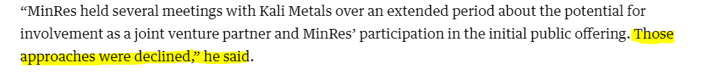 HC_Haplo's tweet photo. The message seems very clear after DLI and now KM1.
Chris Ellison waves MinRes into the Kali Metals party after initial IPO rejection by the junior https://t.co/m8JGVnEeq4