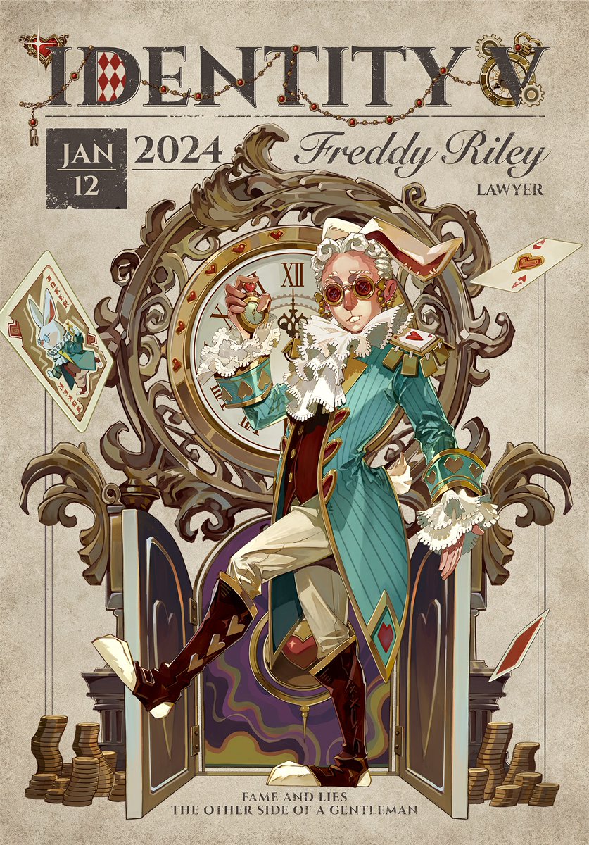 GameIdentityV's tweet photo. Dear Visitors, 
Tick-tock, it's Freddy's time to shine! Let's wish that the upcoming year will be marked by resounding successes in every case. Happy Birthday, Freddy! 
#IdentityV #Birthday #Lawyer https://t.co/C1tDwvMrkT