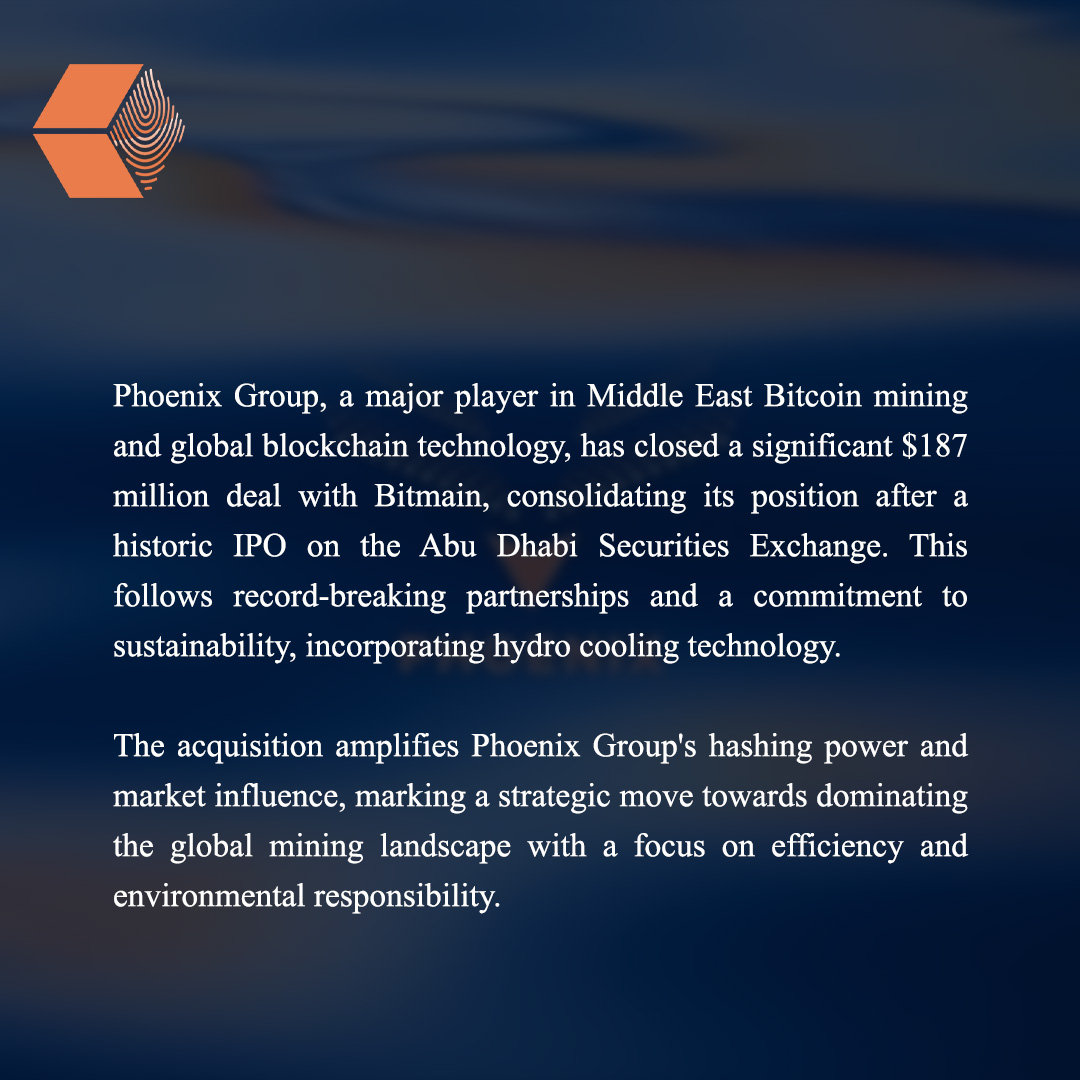 #PhoenixGroup strengthens its #globalmining dominance with a $187 million deal with #Bitmain, following a historic #IPO and a commitment to sustainable practices in the #industry.

Read more 🔗
t.ly/qrcAr

#Crypto #UnlockBlockchain #CryptoNews #Mining #BlockchainTech…