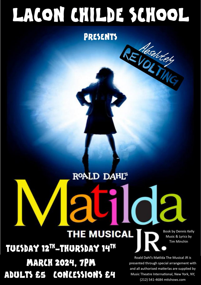 📣We are excited to announce our school production in March, our students will be performing 'Matilda the Musical', details below, tickets on sale in February.