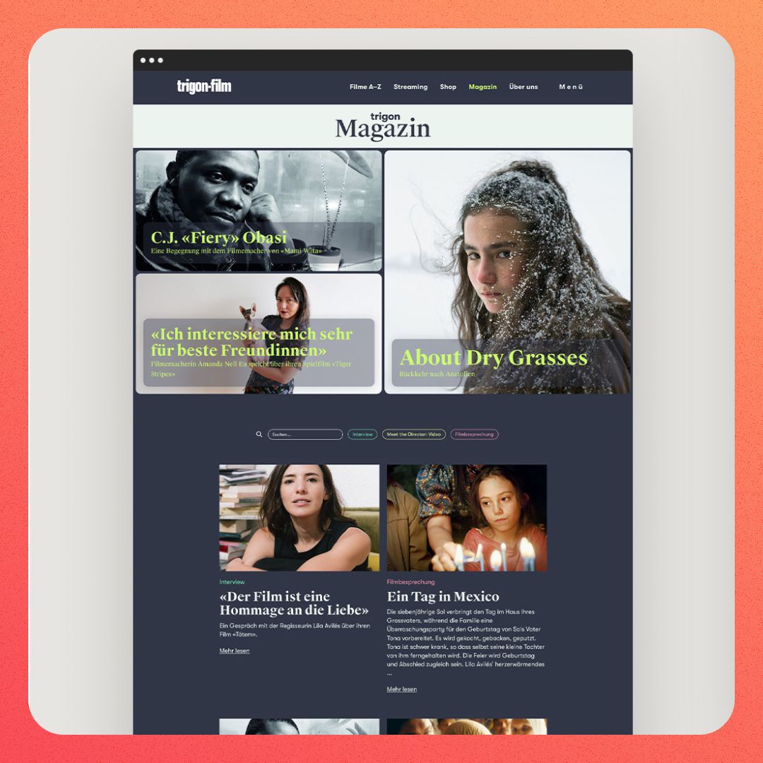 feinheit's tweet photo. Lust auf einen #Kinoabend, der dich in andere Welten entführt? 🌏 Dann empfehlen wir dir einen Besuch auf der Website von #trigon-filme, welche unsere Webseite-Expert:innen vor kurzem modernisieren durften. 🎬  👉🏽https://t.co/2rVkrMmy7S https://t.co/e1uYX9zzZJ