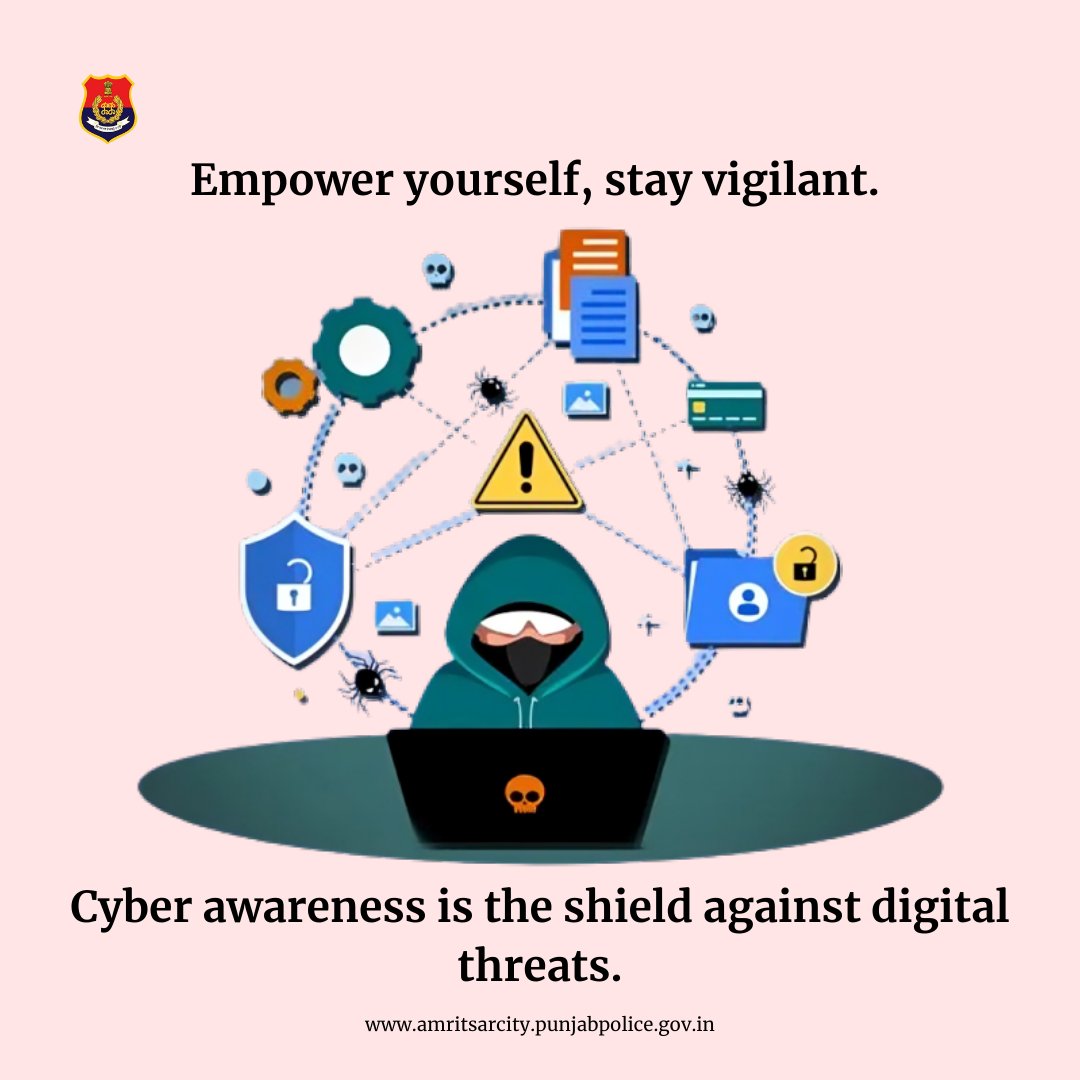 cpamritsar's tweet image. ਆਪਣੇ ਡਿਜੀਟਲ ਖੇਤਰ ਦੀ ਰੱਖਿਆ ਕਰੋ, ਸੁਰੱਖਿਅਤ ਰਹੋ, ਅਤੇ ਸਾਈਬਰ ਕ੍ਰਾਈਮ ਲਹਿਰਾਂ ਤੋਂ ਬਚਾਅ ਕਰੋ।

Guard Your Digital Realm, Stay Secure, and Defend Against Cybercrime Waves.

#SecureCyberspace
#TechSecurity
#CyberAwareness