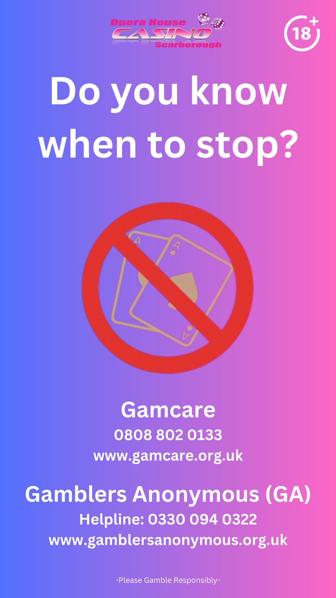 Do you know when to stop? If you would like to know more tips on how to gamble safely, please visit the websites listed below.