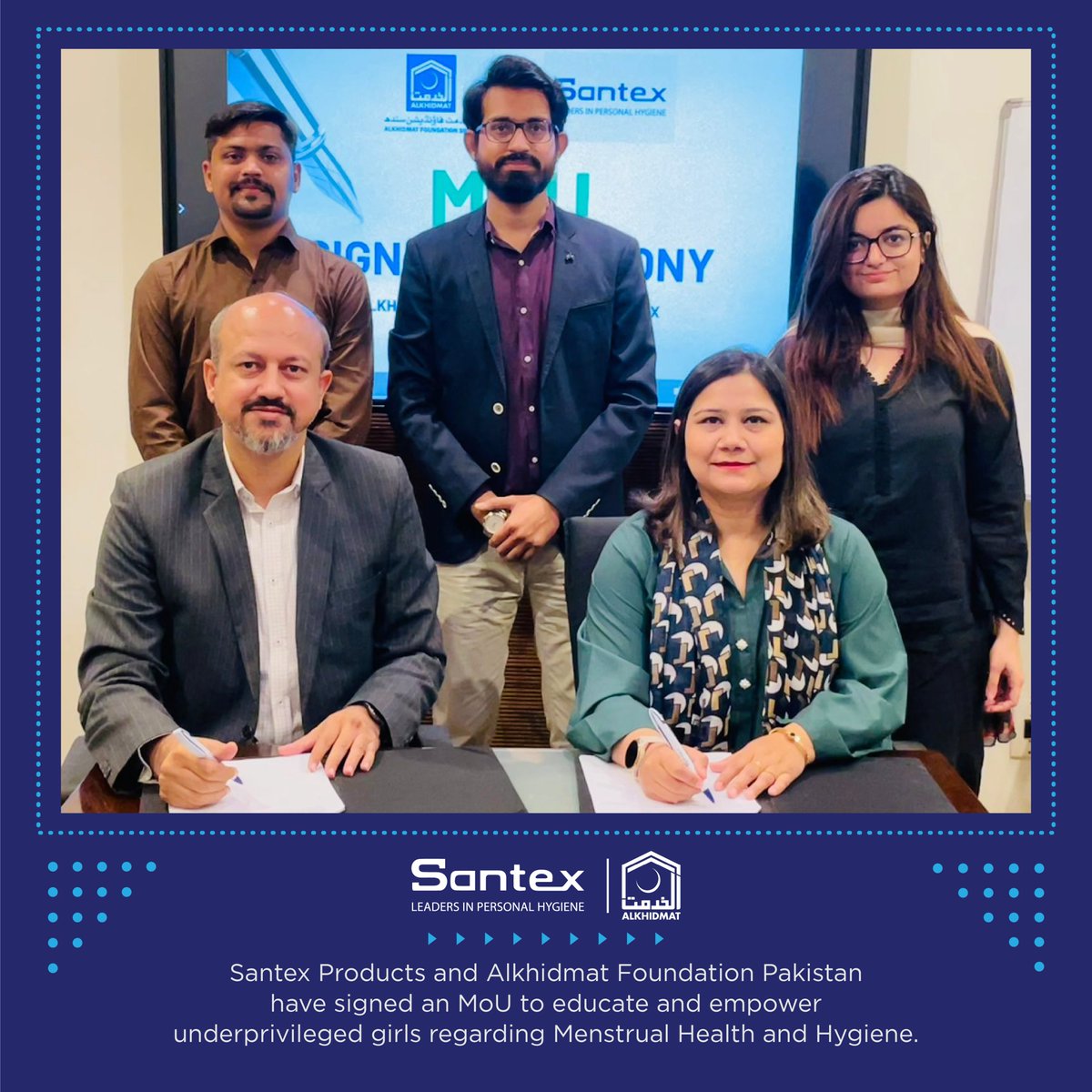 Santex Products (@santex_products) on Twitter photo Santex Products joins forces with <a href="/AlkhidmatOrg/">Alkhidmat Foundation Pakistan</a> signing a Memorandum of Understanding (MoU) to bring menstrual health and hygiene education and resources to the forefront for underprivileged girls. Santex Products joins forces with <a href="/AlkhidmatOrg/">Alkhidmat Foundation Pakistan</a> signing a Memorandum of Understanding (MoU) to bring menstrual health and hygiene education and resources to the forefront for underprivileged girls.