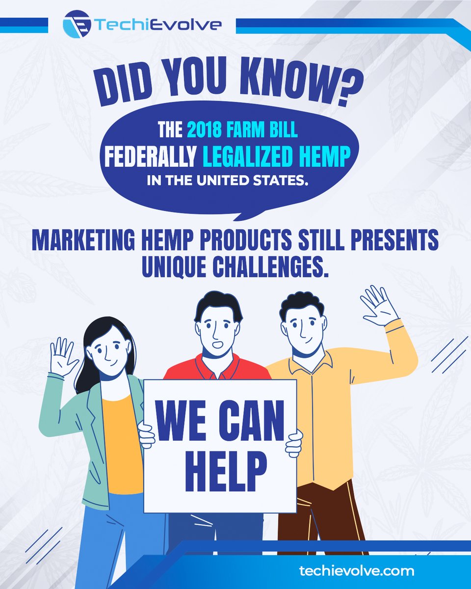 TechiEvolve's tweet image. 🌿 Overcoming Hemp Marketing Hurdles! 💼 Explore how our expertise can steer the unique challenges of promoting hemp products. Let&apos;s grow your brand together! 🚀
#HempMarketing #cbdmarketing #hempproducts #DigitalSuccess #marketinghemp #brandgrowth #MarketingChallenges