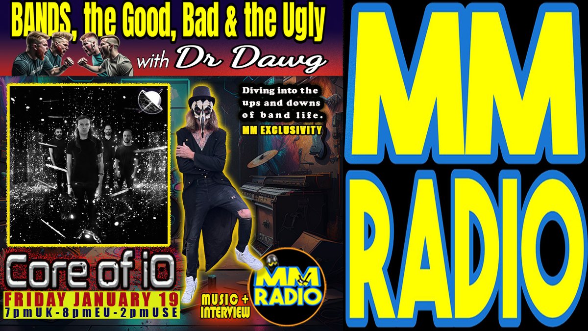☝️'BANDS, THE GOOD, BAD & THE UGLY with Dr DAWG' feat. 'CORE OF IO'🤘MM Radio dives into the ups & downs of band life👉AIRING FRI JAN 19 on MM Radio➡️mm-radio.com @Coreofio @SaNPRuk @WEAK13 @undurskin @dorner_martina @ChuckyTrading @magpie_sally