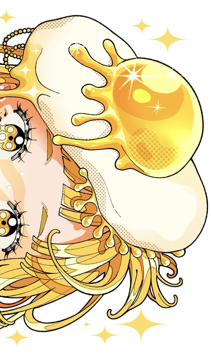 solo 1girl white background blonde hair food sparkle egg  illustration images