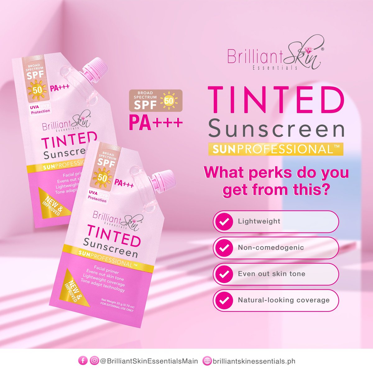 brilliantskinph's tweet photo. WHAT PERKS DO YOU GET FROM THIS? 🤔

Our Brilliant Tinted Sunscreen offers lightweight, natural-looking coverage while ensuring protection. 🥰

Get yours now for just PHP 200.00 SRP! 🛍
#TintedSunscreen ✨
#BrilliantSkinEssentials 💎 https://t.co/GIXku2l28v