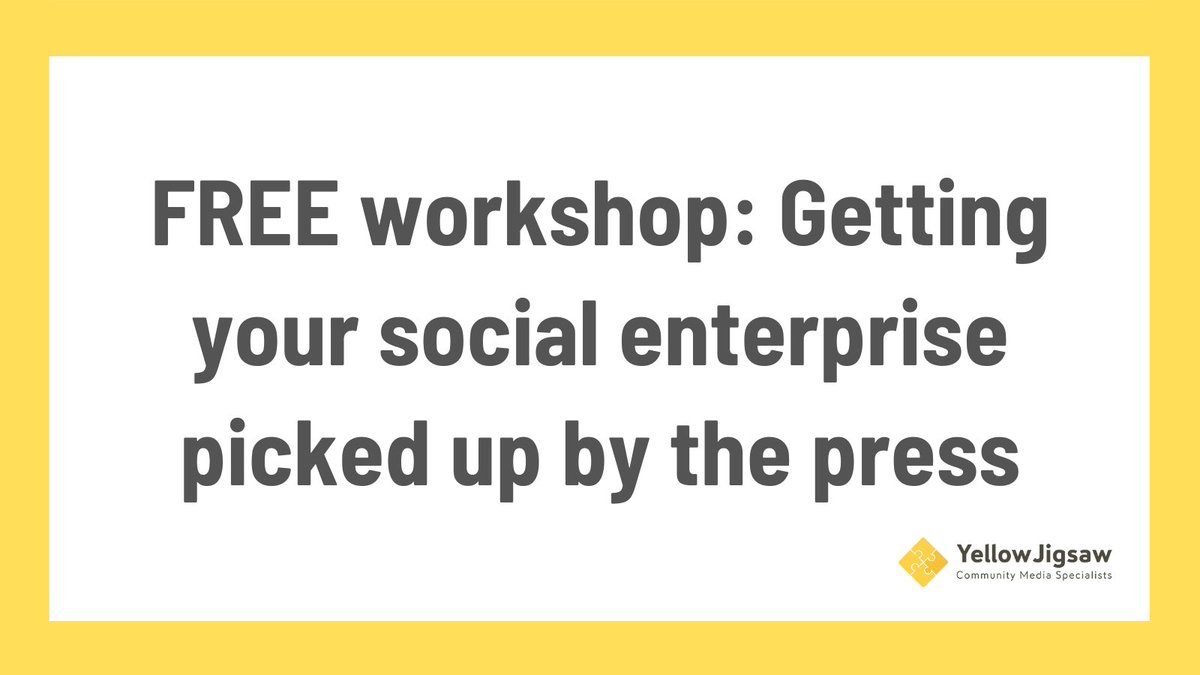 We are hosting a FREE workshop thanks to @SocialEnt_UK. Getting your social enterprise picked up by the press 📣 📍 Online 🗓️ Tuesday, Feb 20, 2024, 12pm-1pm Register now 👇 yellowjigsaw.co.uk/calling-social…