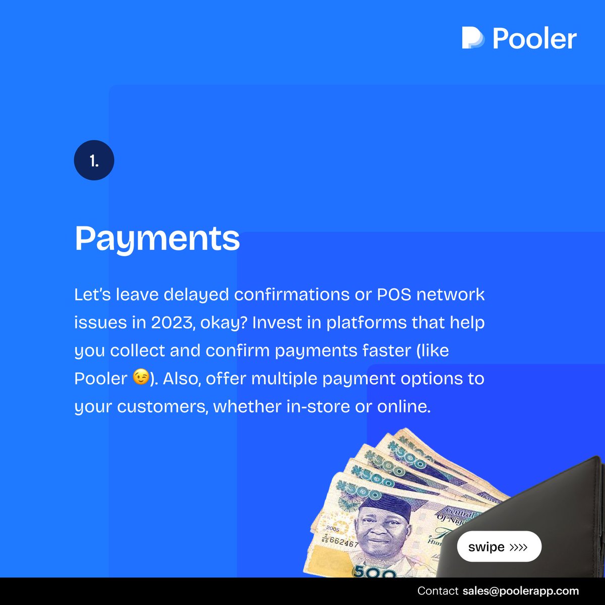 Poolerapp_'s tweet photo. Ready to take your business to the next level this year? 🚀

Here are 5 areas you should focus on improving if you want to increase your sales and boost your revenue in 2024 👇🏾 https://t.co/771Z5js9mL