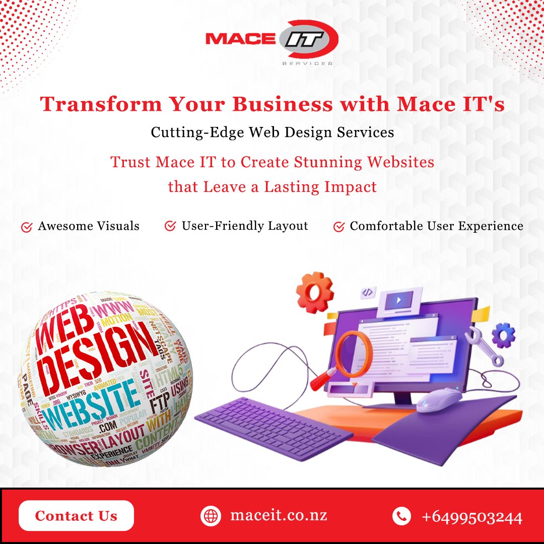 Our custom web design firm in Auckland provides inspired web design services that will lengthen customers' stays and encourage them to return.

#maceit #techrevolution #itstyle #digitalinnovation #techgamechanger #itcomplexion #ultimatepartner #exploremaceit