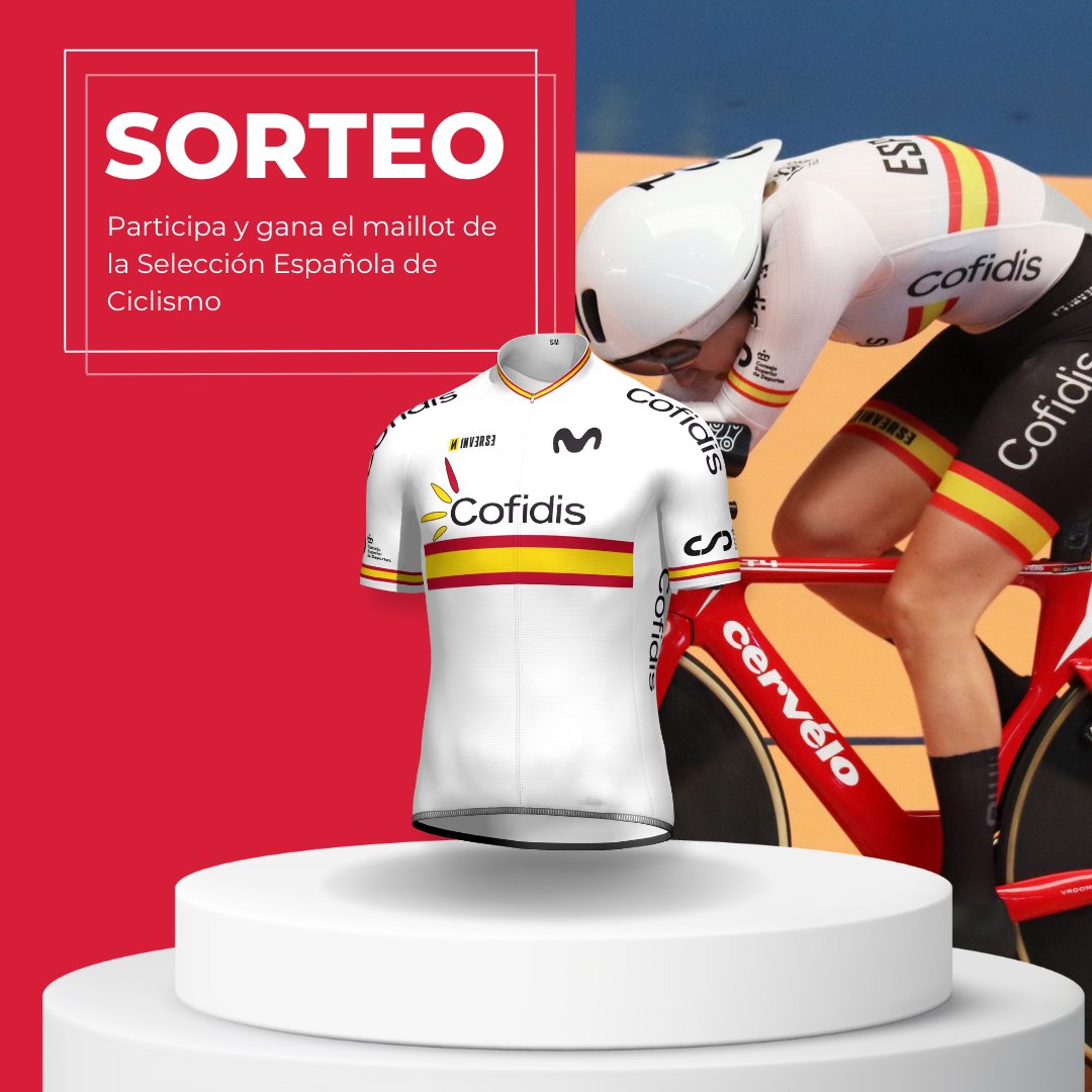 Arranca el Europeo de Pista y lanzamos un nuevo SORTEAZO. ¡Consigue el maillot del #TeamESPciclismo! Menciona a 2️⃣ amigos Da me gusta y RT Sigue a @ciclistacofidis y @RFECiclismo Participa hasta el 15/01. Anunciamos el ganador el 16/01 aquí. ☘️ Bases: bit.ly/41Pm7O0