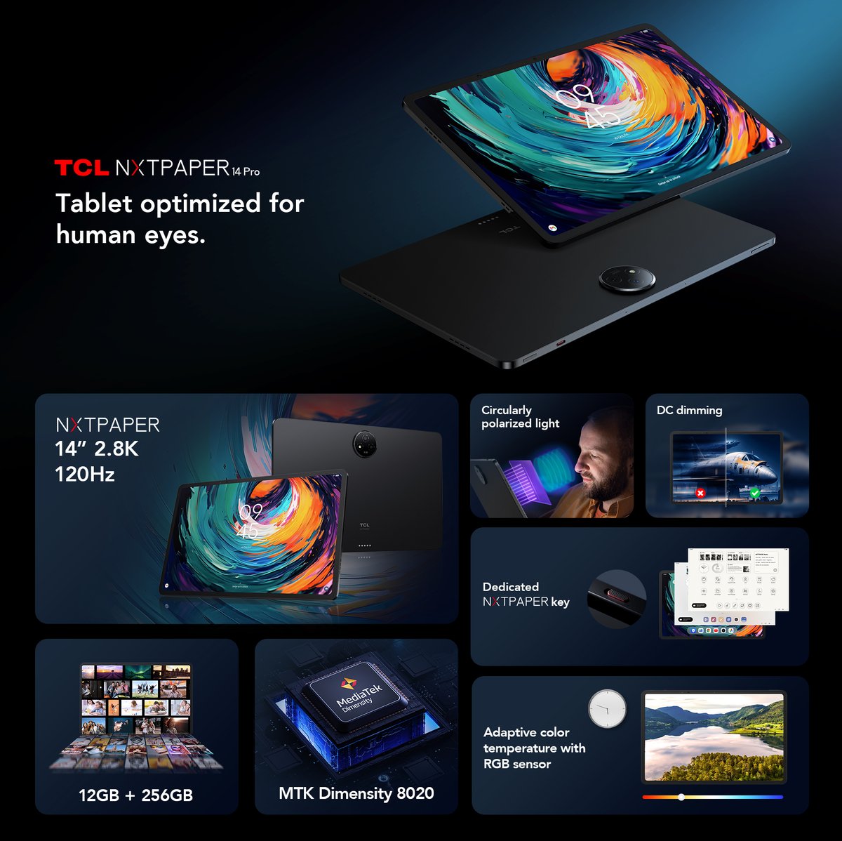TCLMobileGlobal's tweet photo. Upgrade your visual world, one pixel at a time with TCL NXTPAPER 14 Pro!
๐๐ Optimized for the way you see the world; this tablet is the future. ๐โจ #TCLNXTPAPER14Pro
#DisplayGreatness #INSPIREGREATNESS #CES #CES2024 #TechInnovation #GadgetShow #FutureTech #OptimizedForYou https://t.co/lXPNwcUKgj