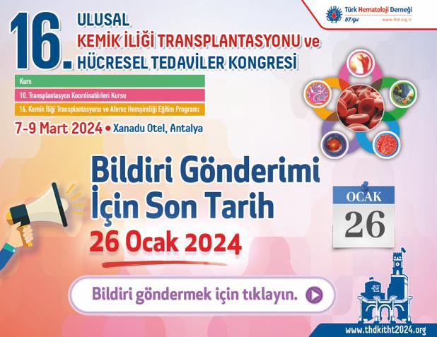 📢16. Ulusal Kemik İliği Transplantasyonu ve Hücresel Tedaviler Kongresi Bildiri Gönderim Sistemi Açıldı📍Bildiri göndermek için tıklayınız; abstract.icon-mng.com/16kit/login/in… 🩸thdkitht2024.org🩸