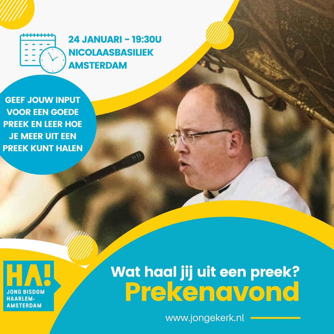 Het wekelijkse momentje in de kerk waarin je naar de preek mag luisteren. Hoe veel haal jij er uit voor de week die voor je ligt? Ontdek samen met pastoor Eric Fennis waar de preek voor dient en hoe je er meer voor jezelf uit kunt halen. 
Aanmelden via jongekerk.nl