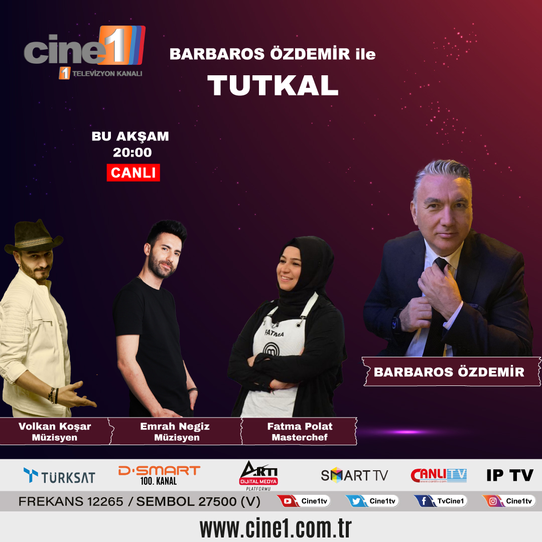 #cine1 #televizyon #barbarosözdemir

TUTKAL BU AKŞAM SAAT 20:00'DE

cine1.com.tr
youtube.com/watch?v=KhUSKy…

TURKSAT FREKANS 12265 SEMBOL 27500 POLARİZASYON VERTİCAL (V)

D SMART 100.KANAL

#cine1 #televizyon #barbarosözdemir #tutkal  #volkankoşar #emrahnegiz  #fatmapolat