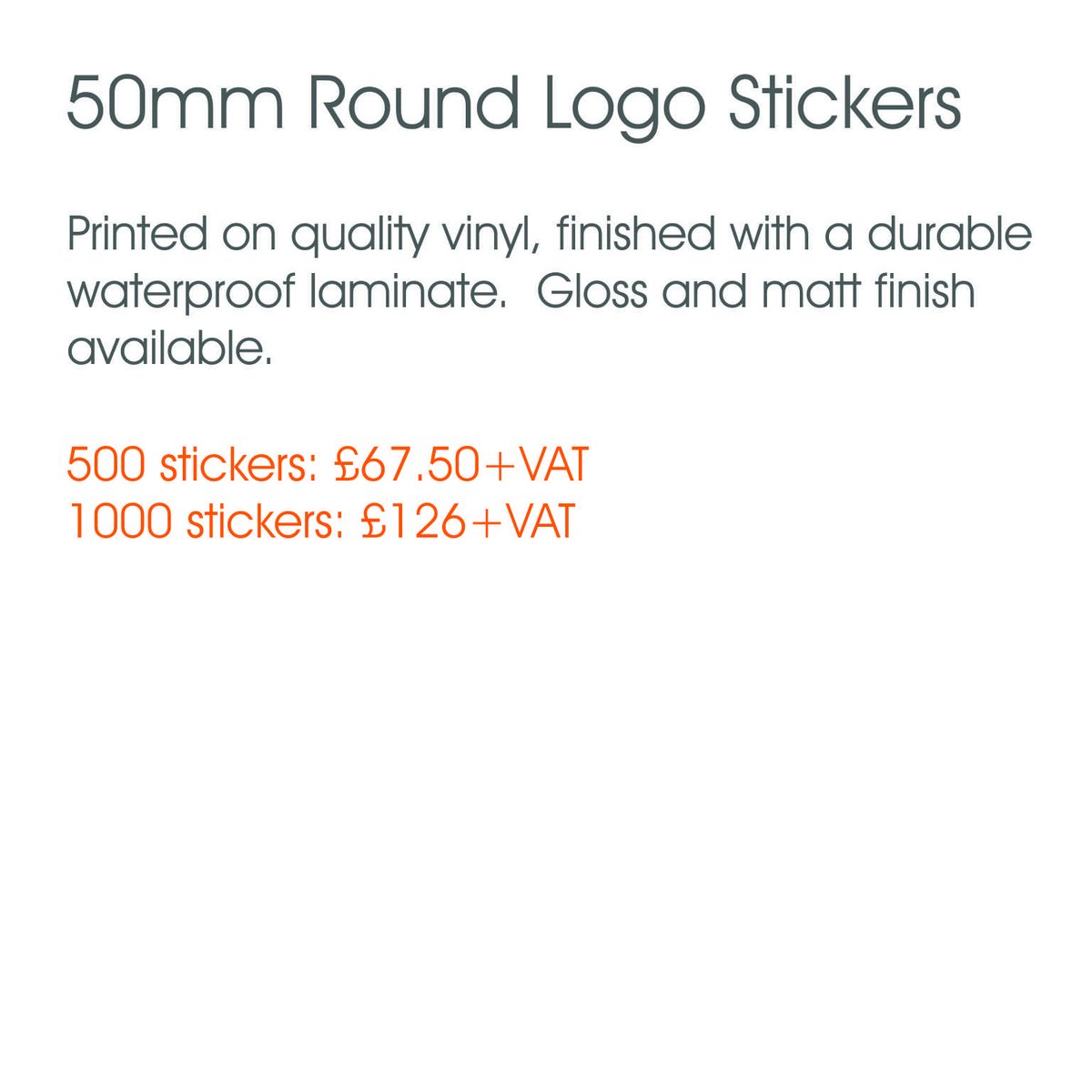 🚨 Promo Alert! 🚨 50mm Round Logo Stickers. Printed on quality vinyl, finished with a durable waterproof and tear-proof laminate - gloss and matt finish available. #RCGraphixLtd #Sale #CustomStickers #BrandedStickers #LogoStickers #BarnsleyBusiness #BarnsleyIsBrill