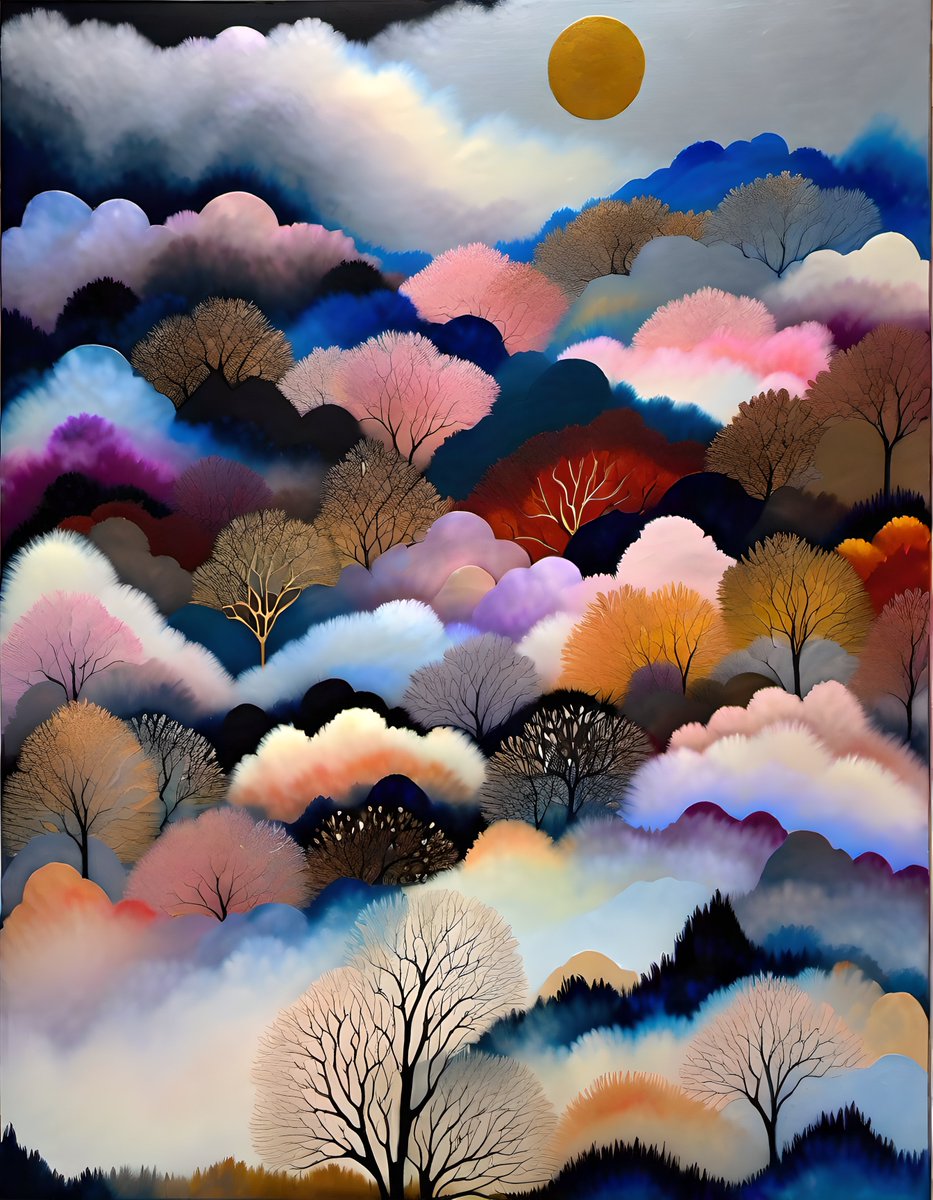 A dance of a misty, diverse forest