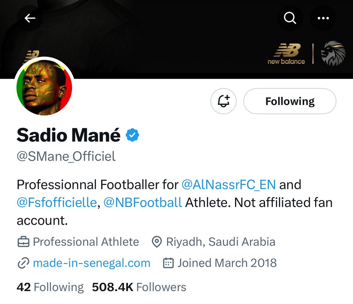 daddyhope's tweet photo. With all the good work and international stature that benefits Africa positively and contribution to football, Sadio Mané @SMane_Officiel only has 508k followers on X on a continent with multi million X users.

Sadio Mané builds hospitals, schools and stadiums in Africa with his personal money where other footballers show off sports cars, mansions and women, yet as Africans we are following gossip mongers in millions and not Sadio Mané.

This speaks more about our internal collective mindset as a people on this continent.

Social media influencers who share pictures of half naked women have more followers than a man who builds schools, hospitals and stadiums and sends African children to school with his own money.

Today he gets legally married to his beautiful girlfriend, and that is the moment that sparks chatter about him, player-hating him with lies instead of focusing on the great works he does.

Many Africans need collective mindset help, we need to understand that we are poor today because of that gene that makes us run after nonsense and not serious issues in life.

It is very unfortunate that African social media collectively highlights sensational content rather than positive contributions by people like Sadio Mané's. 
If we shifted our focus to individuals who are making a meaningful impact to Africa’s development like Sadio Mané, this would help reshape societal collective values, priorities and mindset.

The public recognition of positive influences is essential in promoting a more balanced and progressive African narrative.

We complain that Western media misrepresents us, but here we are following pornography and gossip in millions instead of nation builders like Sadio Mané.

The only moment we turn to Sadio Mané is when there are false and negative narratives about his marriage, more like to taint a good man with falsehoods!

Recognising and celebrating those who make meaningful contributions can contribute to reshaping values and priorities in a positive direction, let us do that if we want a better Africa.

We have scientists, inventors, writers, scholars, philanthropists and more who we should be following and learning from instead of getting excited daily by cheap and useless stories rooted in gossip, envy and jealousy.